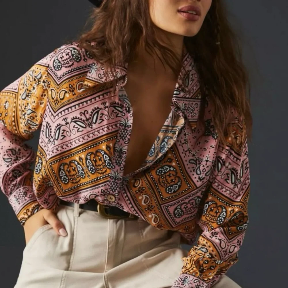 FARM Rio Paisley Buttondown Long Sleeve Shirt, NEW - Picture 2 of 13